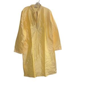 SKAVIJ Men’s Authey Ethnic And Casual Kurta Top  Yellow Size Large SEE DESCRIPTI